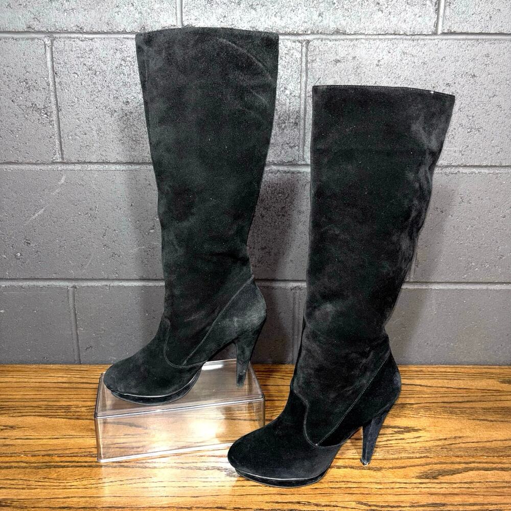 BCBGeneration Black Suede Knee High Heeled Boots Women’s 7.5 – Pointed Toe